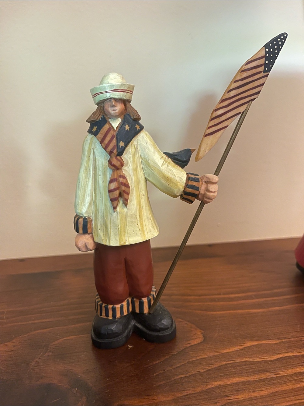 Williraye Studio  Folk Art Sailor Sculpture in Cream, Red and Blue Vintage 1998